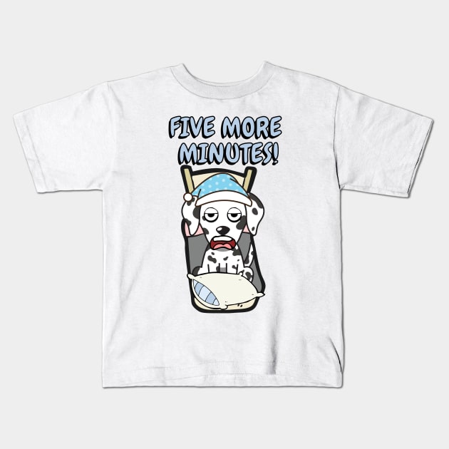 Lazy Dalmatian cant get out of bed Kids T-Shirt by Pet Station